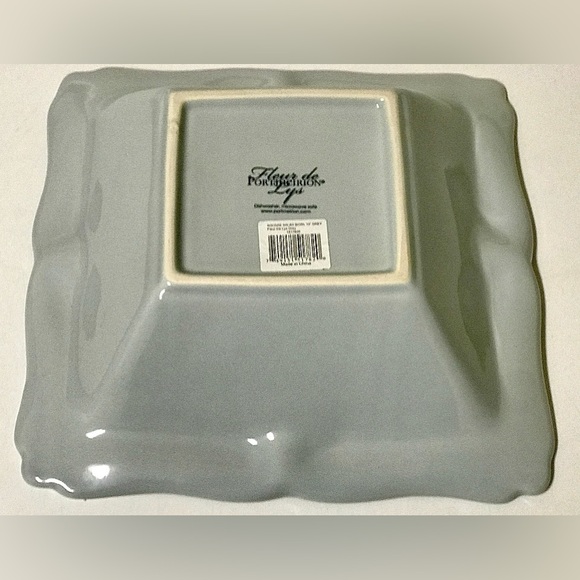 Vtg Discontinued Portmeirion Fluer de Lys Grey Square Scalloped Serving Bowl - Picture 5 of 5